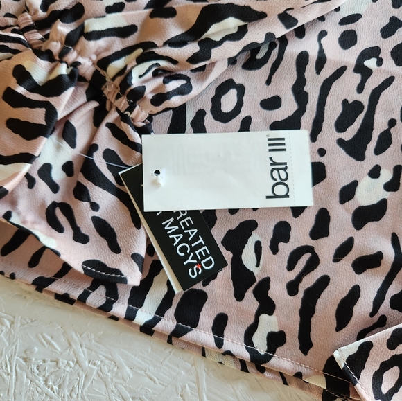 Bar III V-neck animal print top XXS flowy Pink Black White Silky feel Y2K - Picture 6 of 9